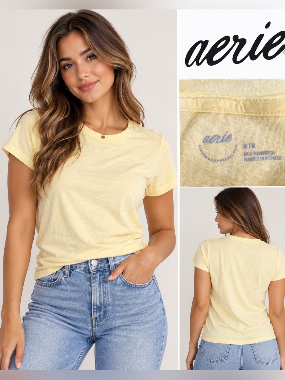 Casual Women’s Short Sleeve Tee - Pale Yellow size M